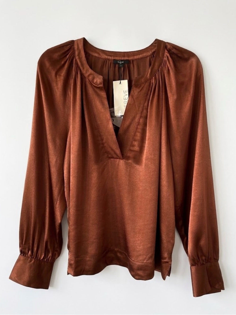 NWT Rails Wynna Satin Popover Blouse Sz M